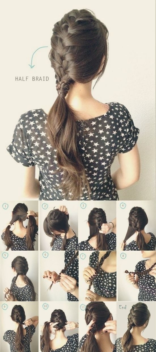 French Braid up Top, Loose Pony at Bottom