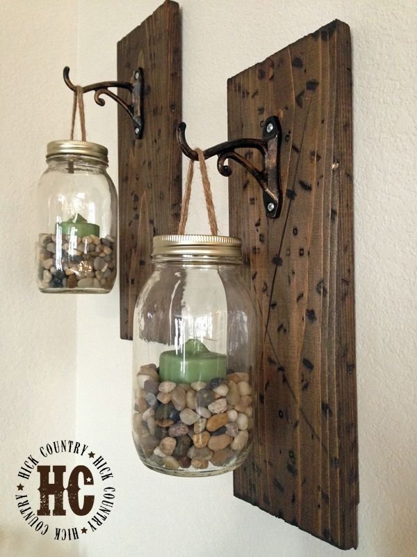 Rustic Mason Jar Wall Lanterns