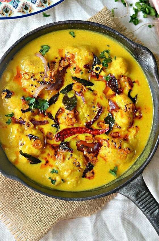 Gram Flour Dumplings in Spiced Yogurt Sauce