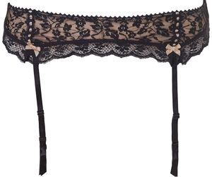 Navy Leafy Lace Suspender Belt