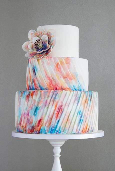 Watercolor Pleated Cake