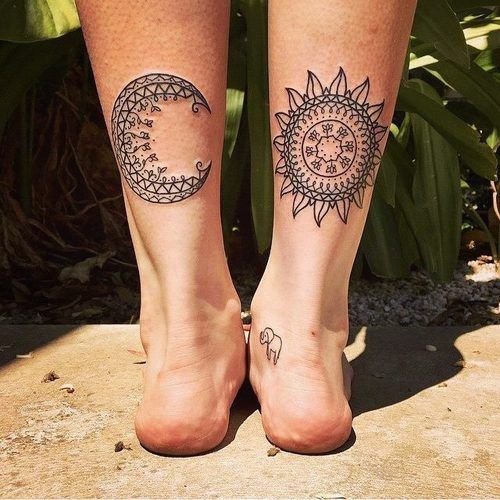 celestial sun and moon tattoo designs