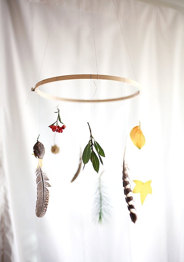 Leaves and Feather Mobile