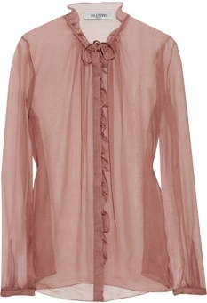 Valentino Ruffled Silk-Chiffon Blouse