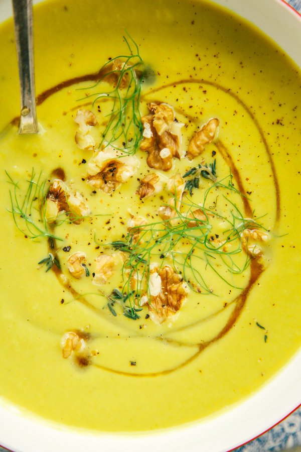 Leek, Fennel, Apple and Walnut Soup