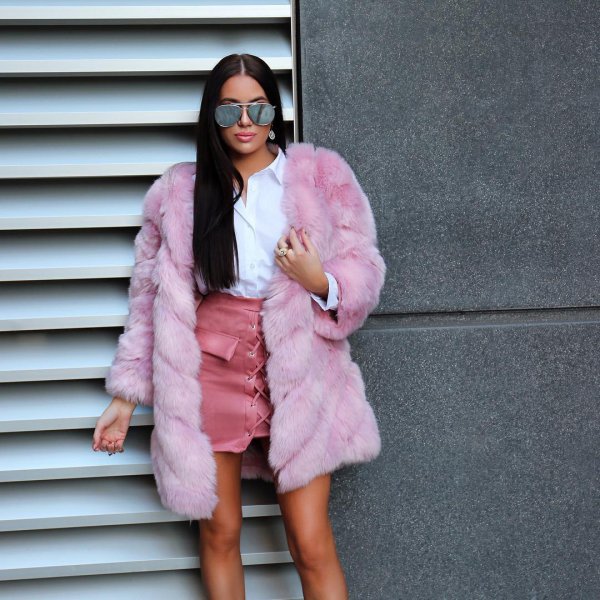 fur clothing, pink, fur, textile, coat,