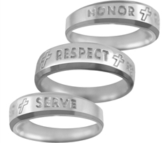 Guy’s Silver “Honor, Respect, Serve” Purity Rings