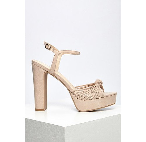 Nude Strappy Faux Suede Platform Sandals