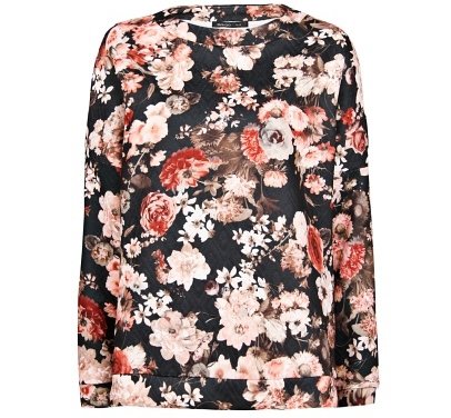 Mango Floral Print Quilted Sweatshirt