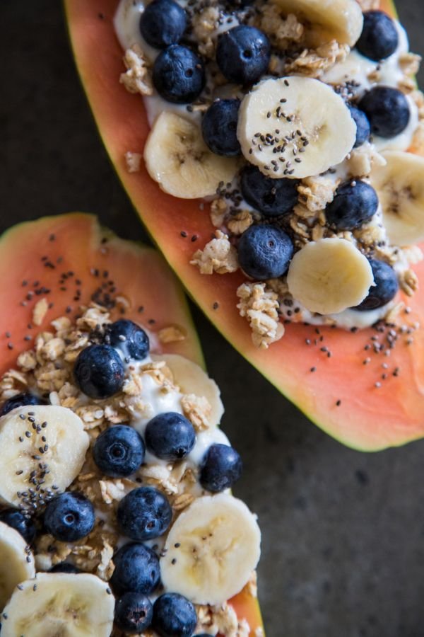 Greek Yogurt Papaya Boats