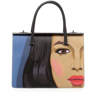 Prada Girl Print Saffiano Satchel Bag