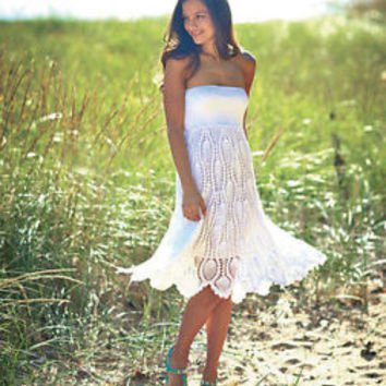 White Crochet Convertible Cover up