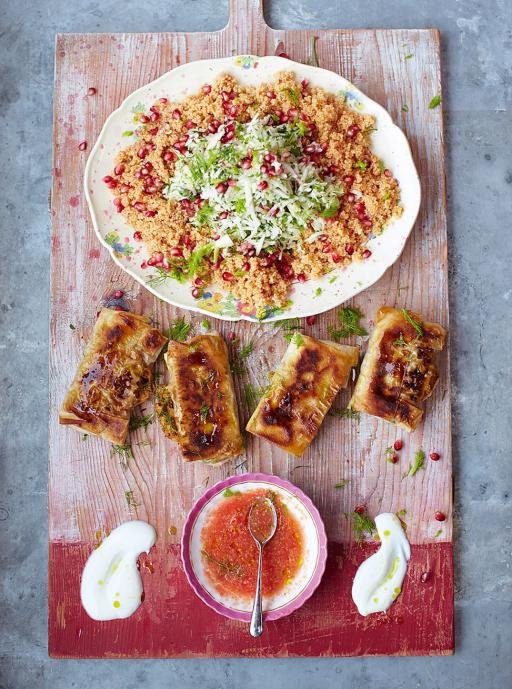 Crackin' Crab Briks with Couscous Salad & Salsa