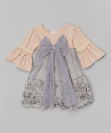 Gray Bow Rosette Dress