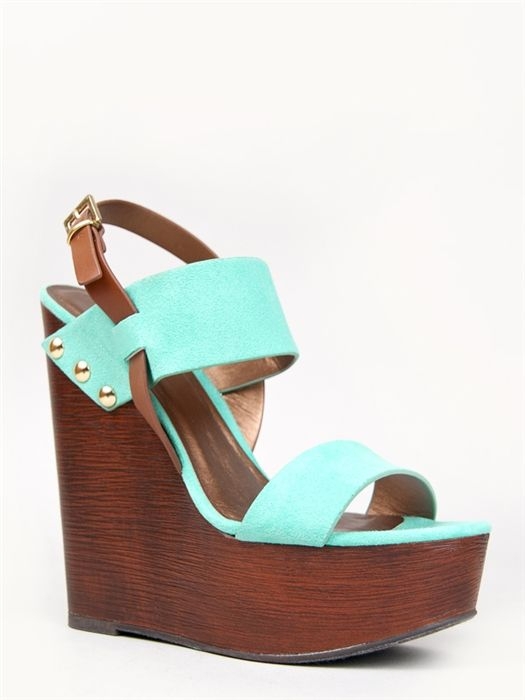 Wide Strap Wooden Wedge Sandal