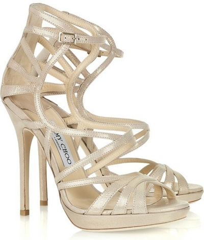 Ontario Metallic Suede Multi-Strap Sandals by Jimmy Choo