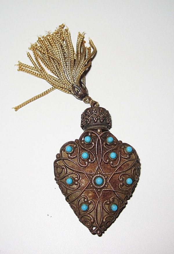 Perfume Bottle with Aqua Glass Beads