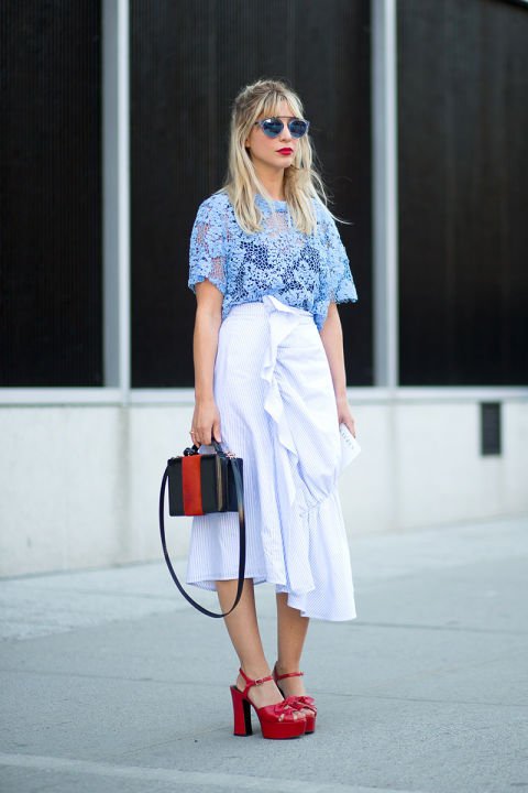 Wear a Long Ruffle Skirt with a Sheer Top