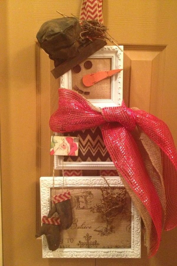 Snowman Wreath from Picture Frames