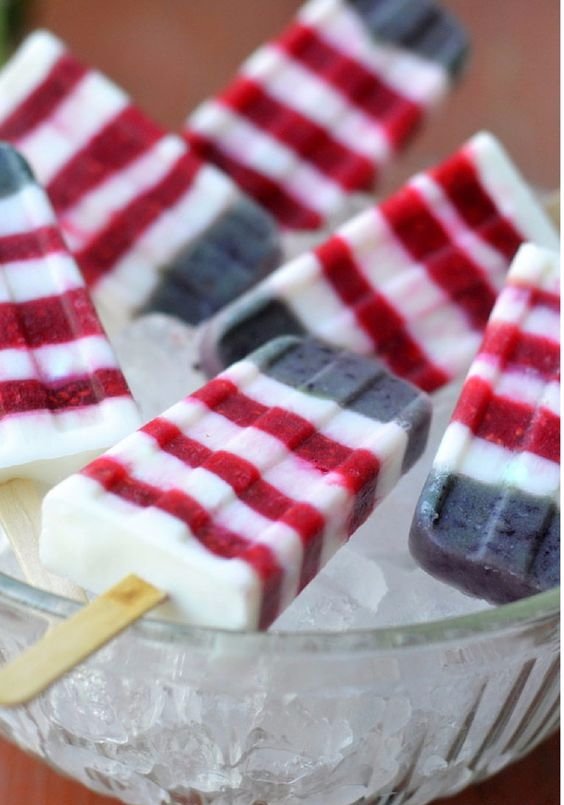 Red, White and Blueberry Popsicles