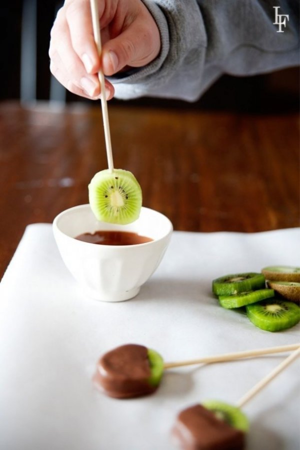 Chocolate Covered Kiwi Pops