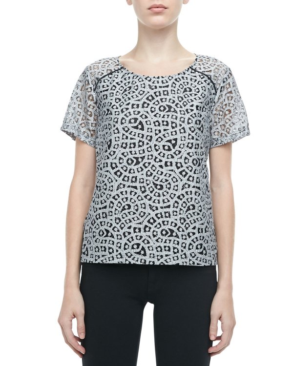 Rebecca Minkoff Metallic Crochet Top