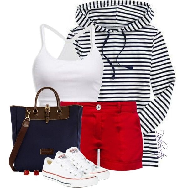 Red/Nautical-inspired Shorts