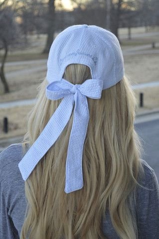 baseball bow lauren james cap hat caps preppy wear ball seersucker cool hair hats beauty outfit laurenjames better prep pointe