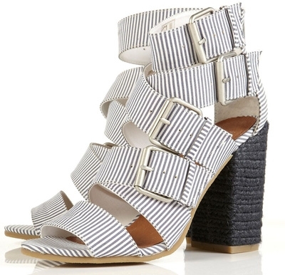 Topshop Raffia Multi Stripe Canvas Buckle Sandals