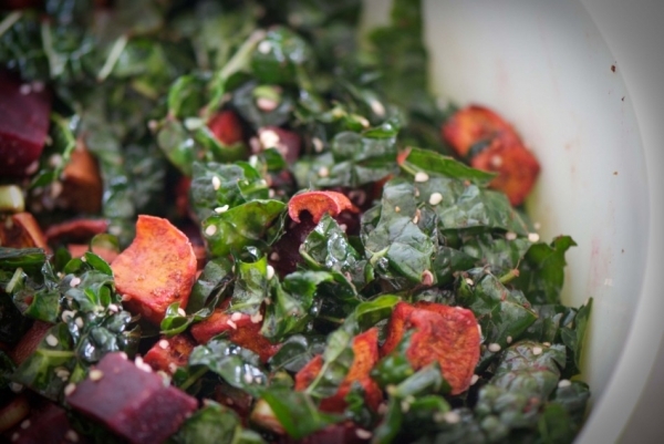 Roasted Yam and Kale Salad