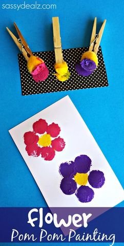 Flower Pom Pom Painting