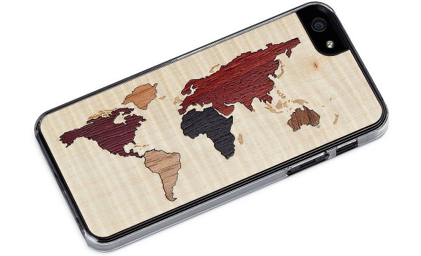World Map Inlay Wooden IPhone Case