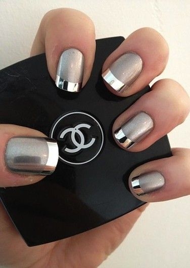 French Tips in Metallic Silver