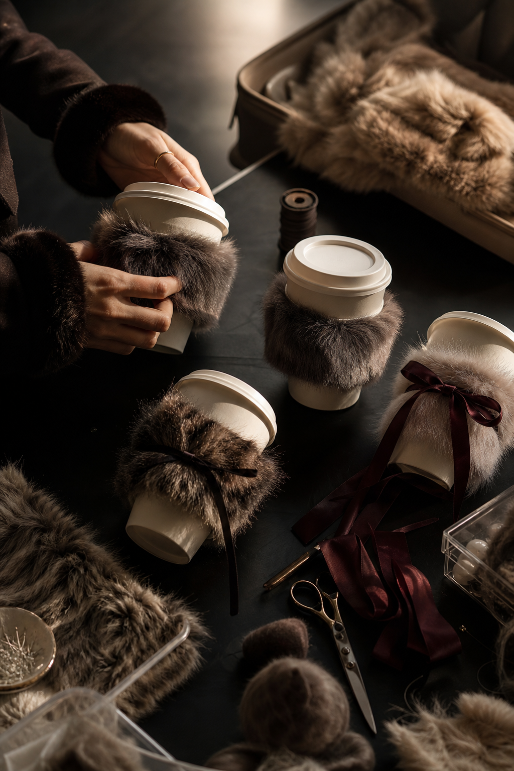 Video Tutorial for DIY Fur Coffee Cup Covers ...