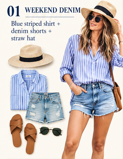Weekend Denim blue shirt outfit