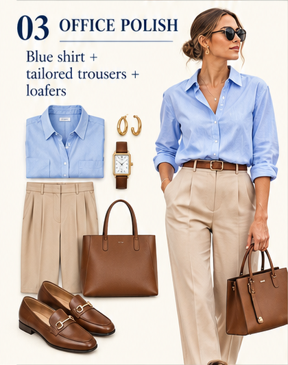 Office Polish blue shirt outfit