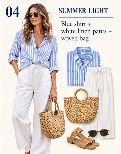 Summer Light blue shirt outfit