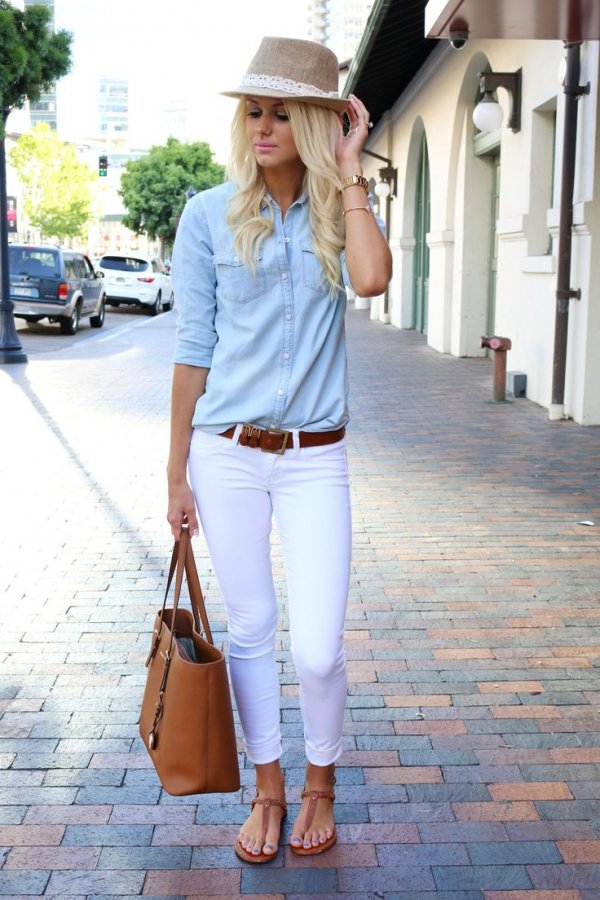 Light Blue Washed Denim Shirt